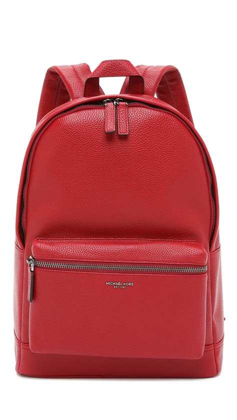 michael kors mens bryant leather backpack red|Bryant Medium Retro Pebbled Leather Backpack .